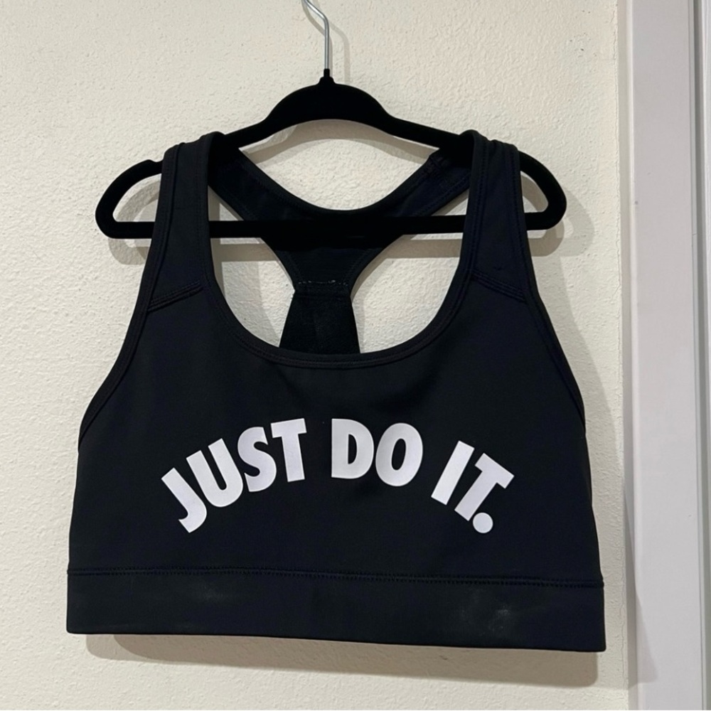 Nike Black Sports Bra with White Logo size small EUC